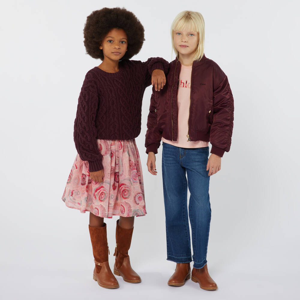 Chloé-Girls Flared Blue Denim Trousers | Childrensalon Outlet
