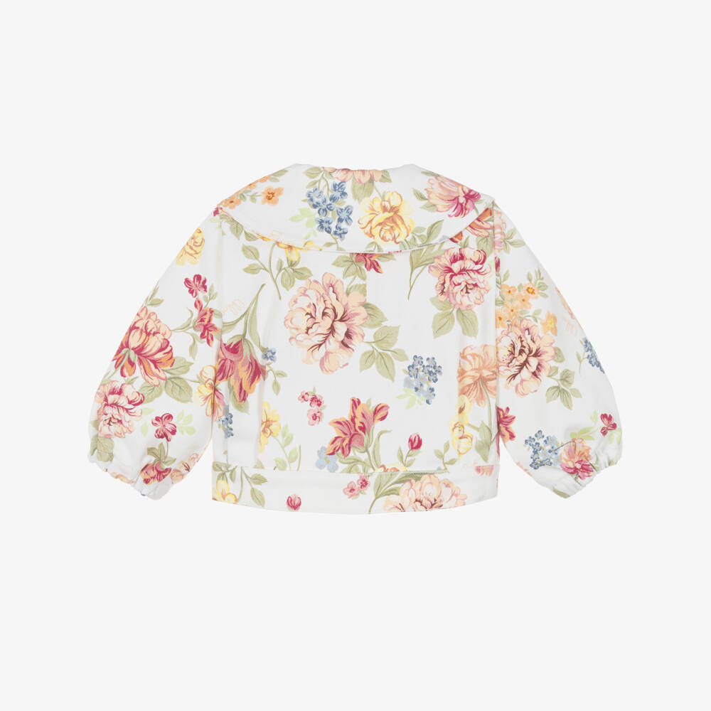 Chloé-Girls Floral-Patterned Denim Jacket | Childrensalon Outlet