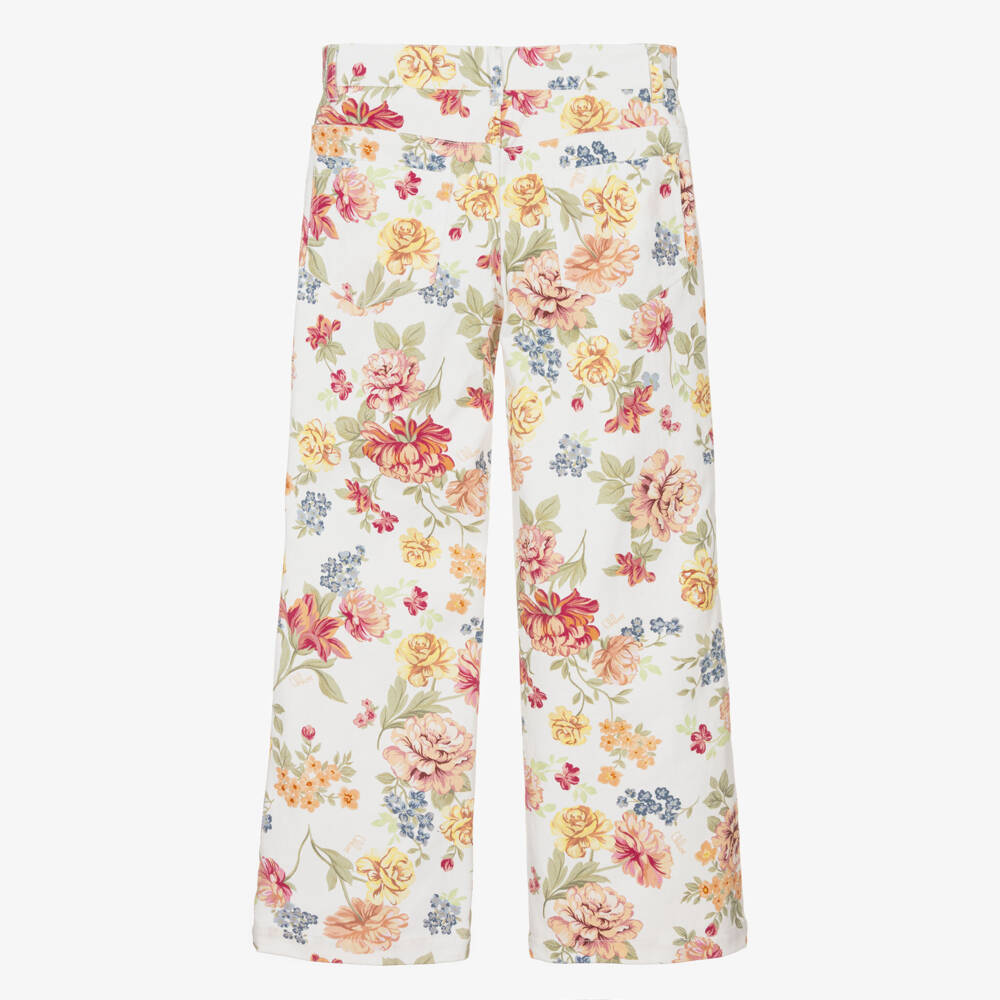 Chloé-Girls Floral-Patterned Denim Jeans | Childrensalon Outlet