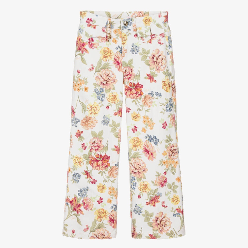 Chloé-Girls Floral-Patterned Denim Jeans | Childrensalon Outlet
