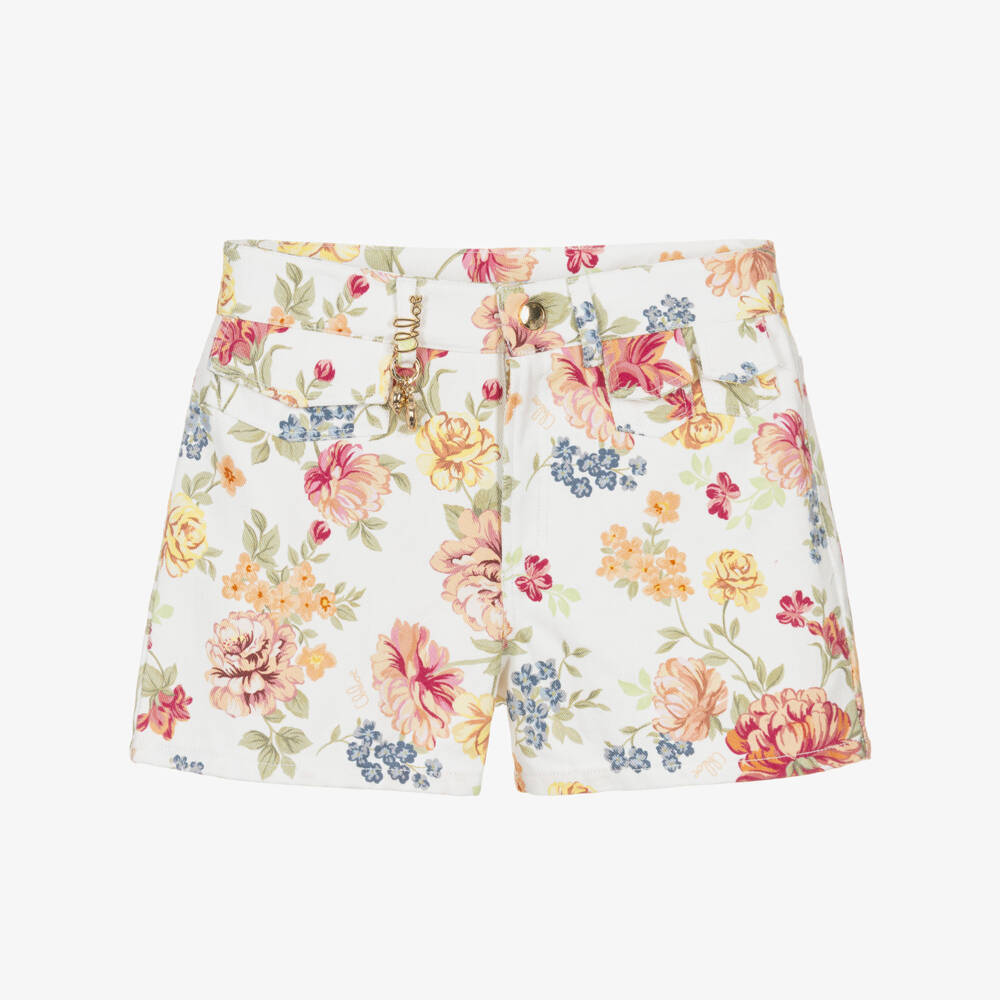 Chloé-Белые шорты с розовым цветочным узором для девочек | Childrensalon Outlet