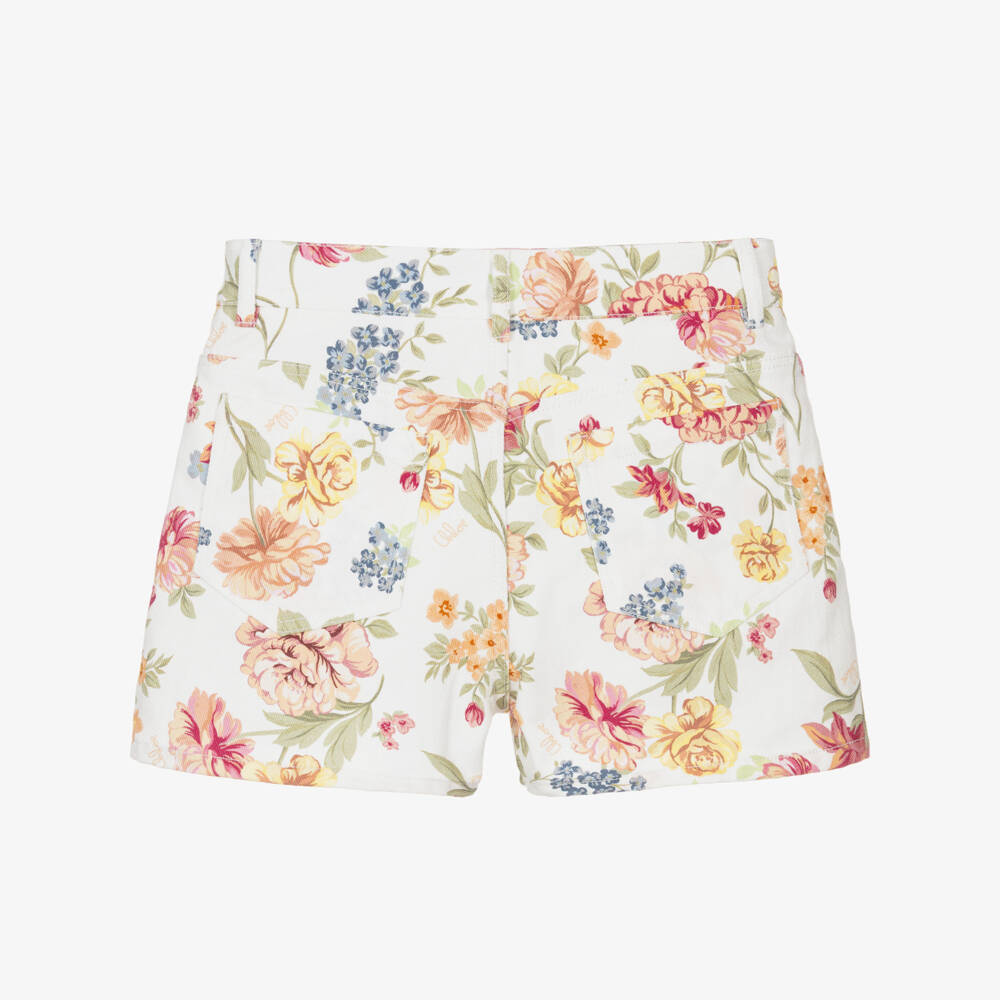 Chloé-Белые шорты с розовым цветочным узором для девочек | Childrensalon Outlet