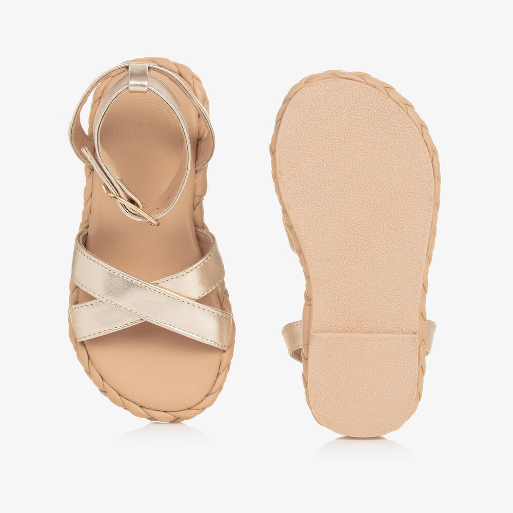 Chloé-Girls Gold Braided Leather Sandals | Childrensalon Outlet