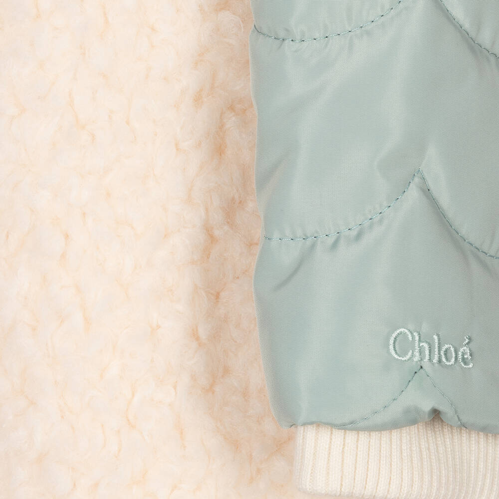 Chloé-Girls Green & Ivory Hooded Coat | Childrensalon Outlet