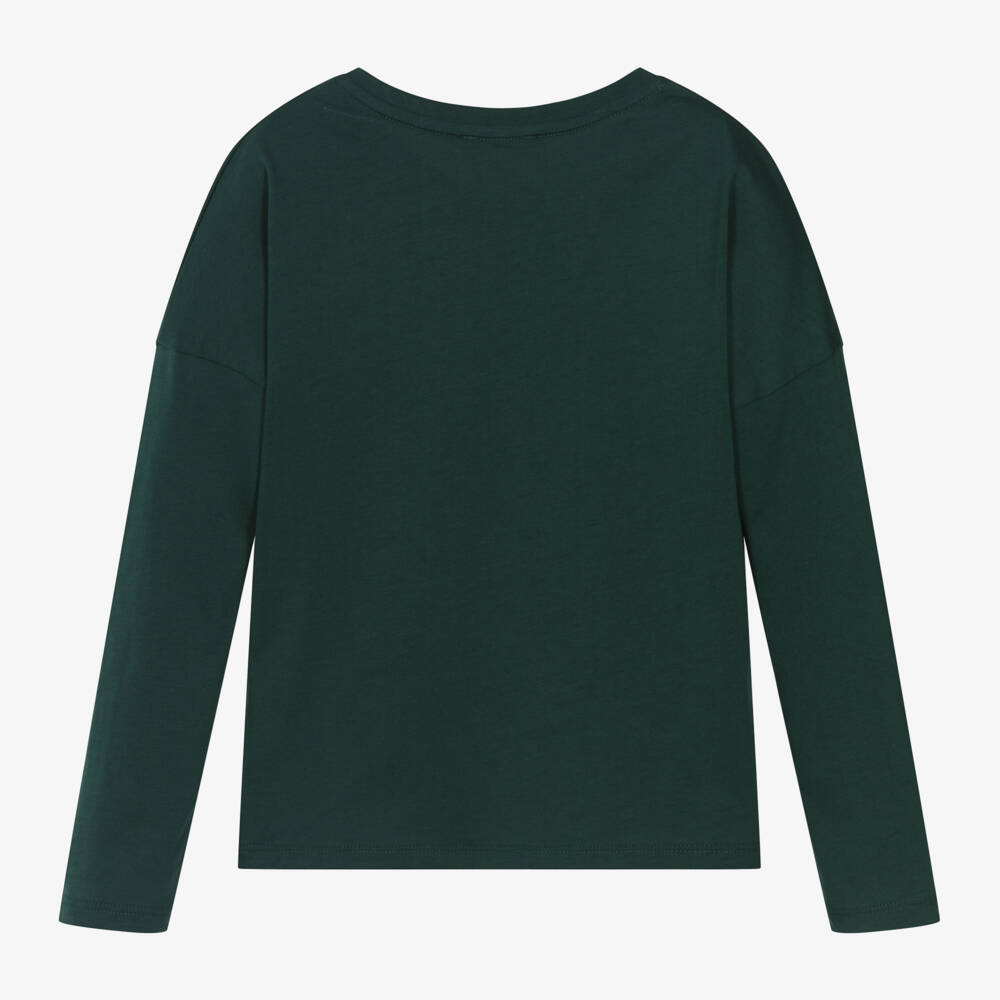 Chloé-Girls Green Organic Cotton Tee | Childrensalon Outlet