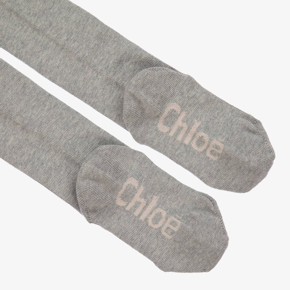 Chloé-Girls Grey Cotton Tights | Childrensalon Outlet