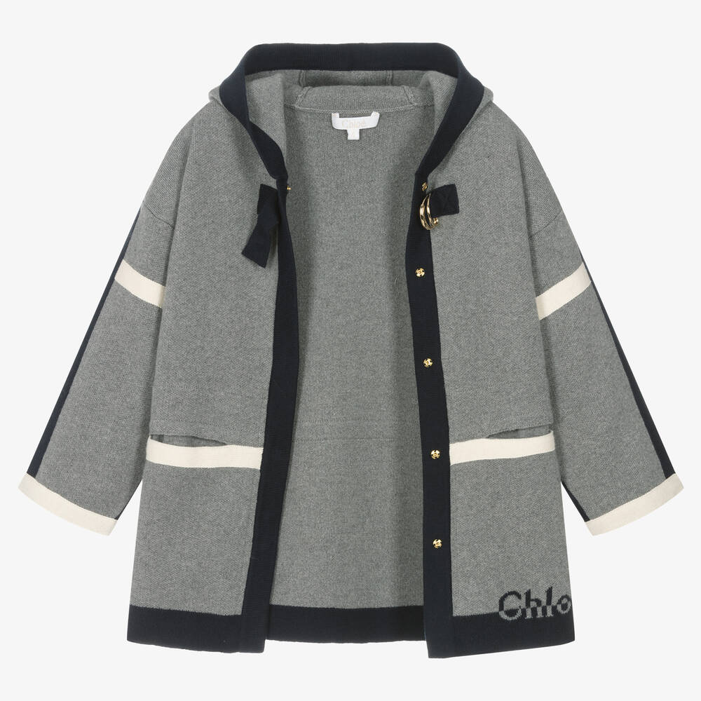 Chloe Girls Grey Cotton Wool Knit Coat