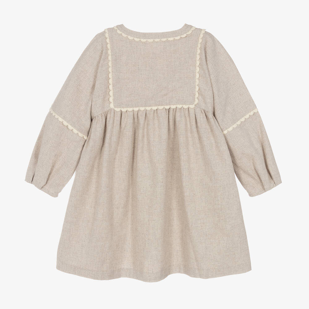Chloé-Серое хлопковое платье с вышивкой | Childrensalon Outlet