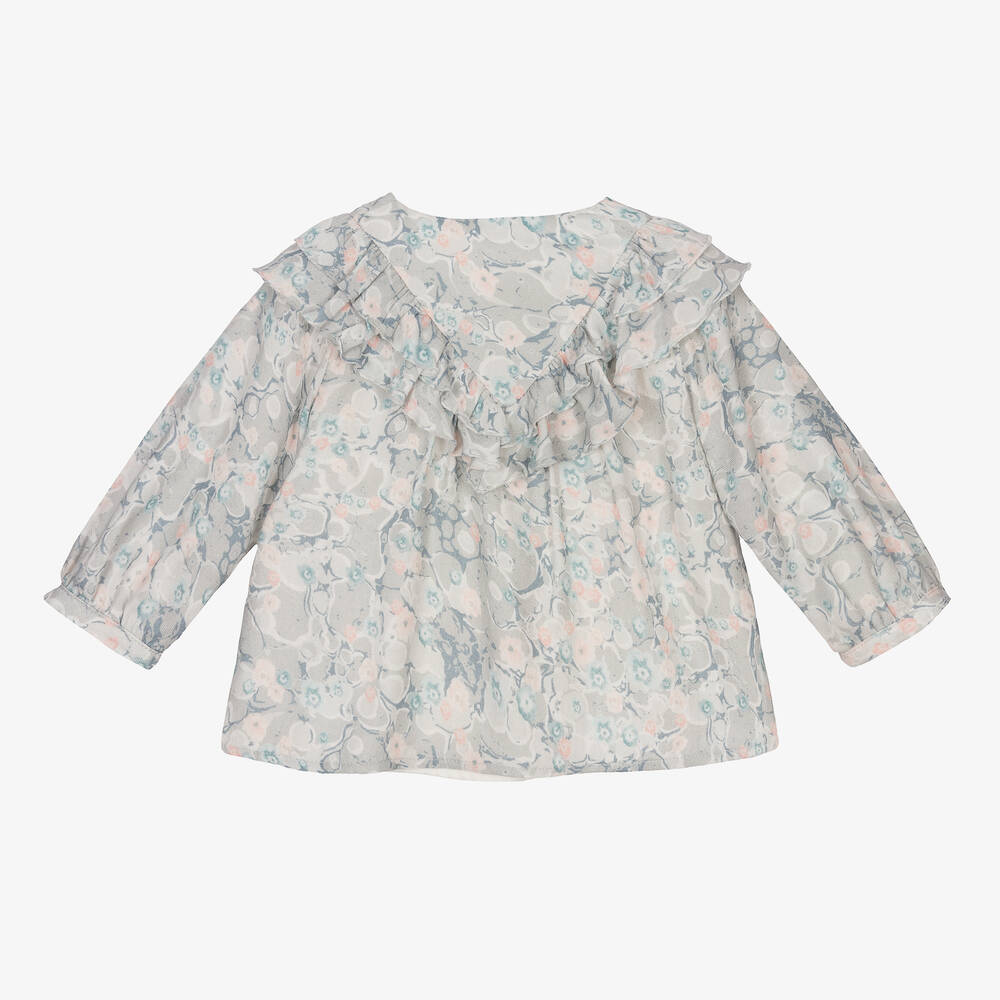 Chloé-Girls Grey Floral Blouse | Childrensalon Outlet