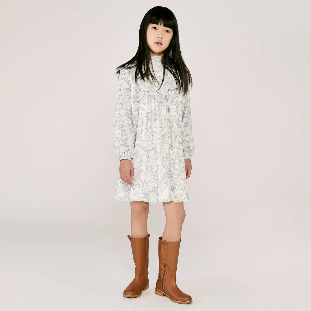 Chloé - Girls Grey High-Neck Dress | Childrensalon Outlet