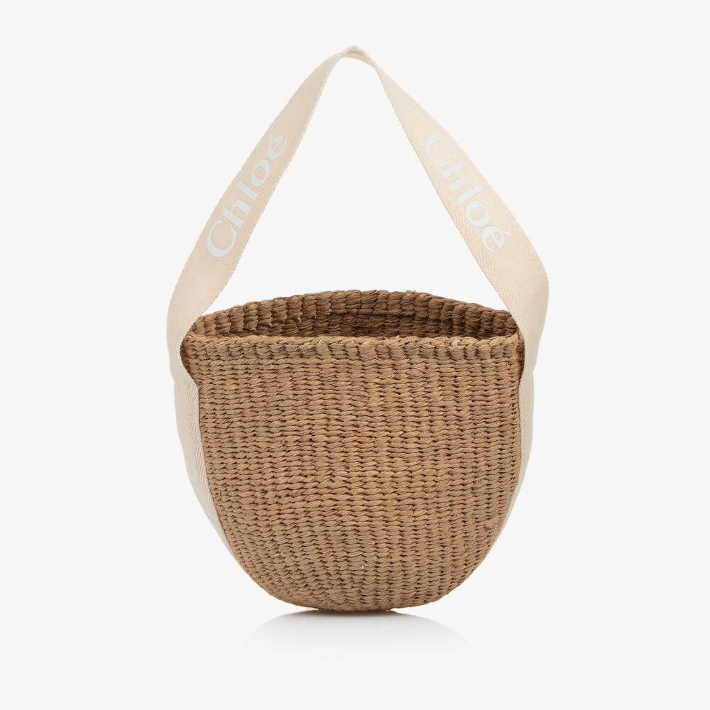 Chloé-Girls Handcrafted Beige Straw Tote | Childrensalon Outlet