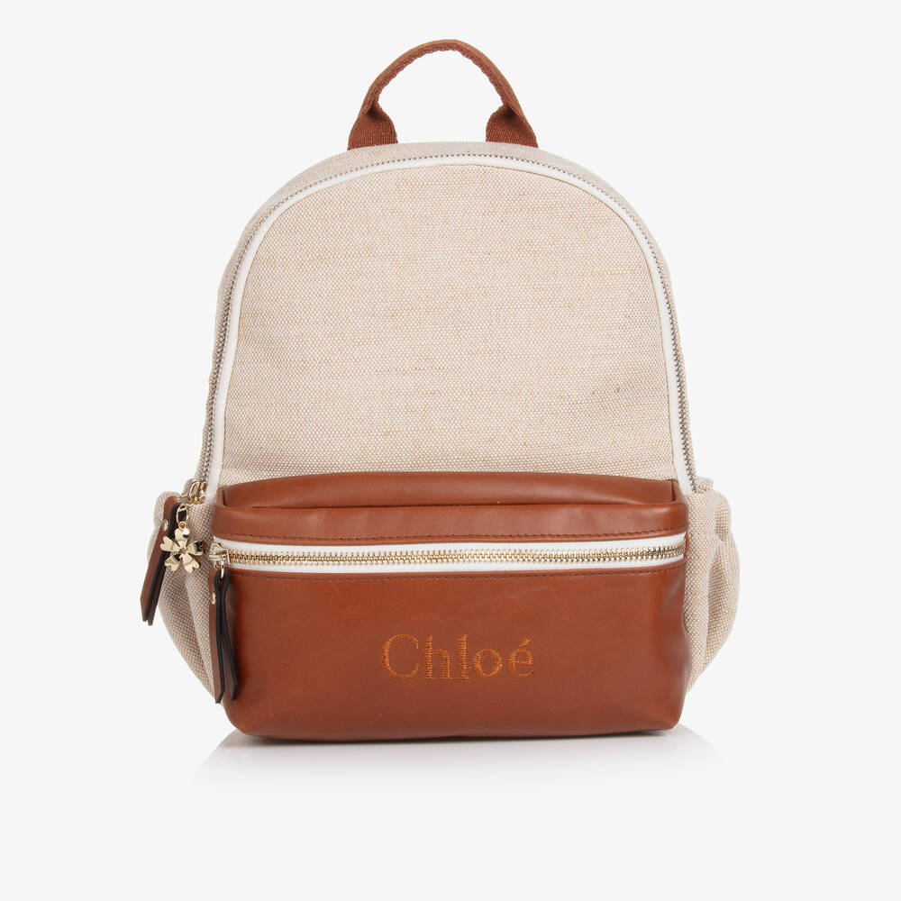 Chloé - حقيبة ظهر كانفاس لون عاجي للبنات (31 سم) | Childrensalon