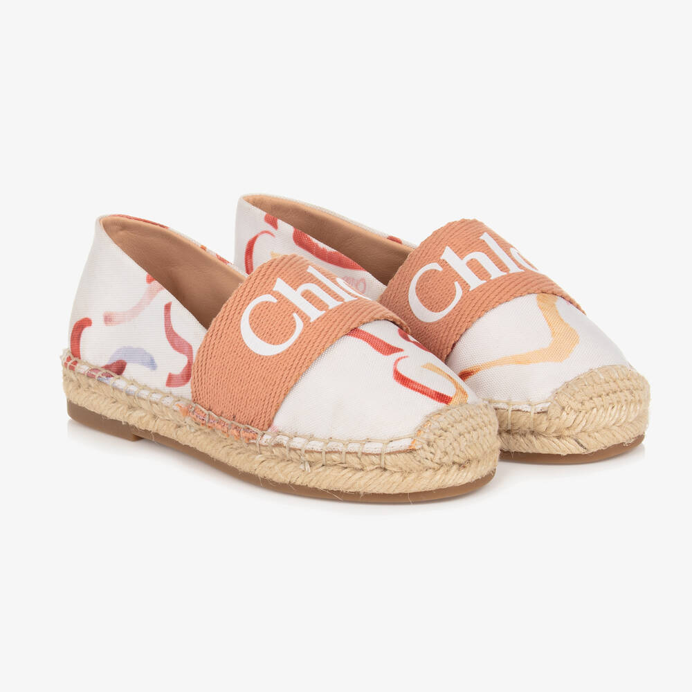 Chloé - Espadrilles in Elfenbein und Beige  | Childrensalon