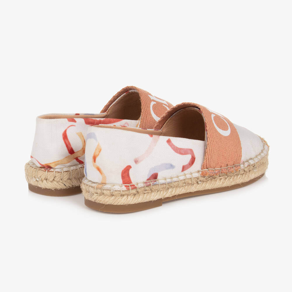 Chloé-Girls Ivory & Beige Logo Espadrilles  | Childrensalon Outlet