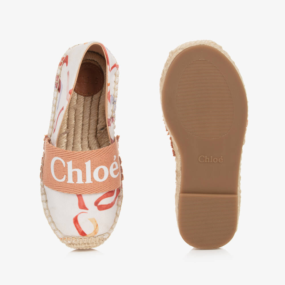 Chloé-Girls Ivory & Beige Logo Espadrilles  | Childrensalon Outlet