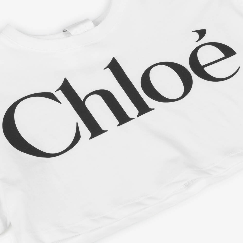 Chloé-Girls Ivory Boxy Cotton Tee | Childrensalon Outlet