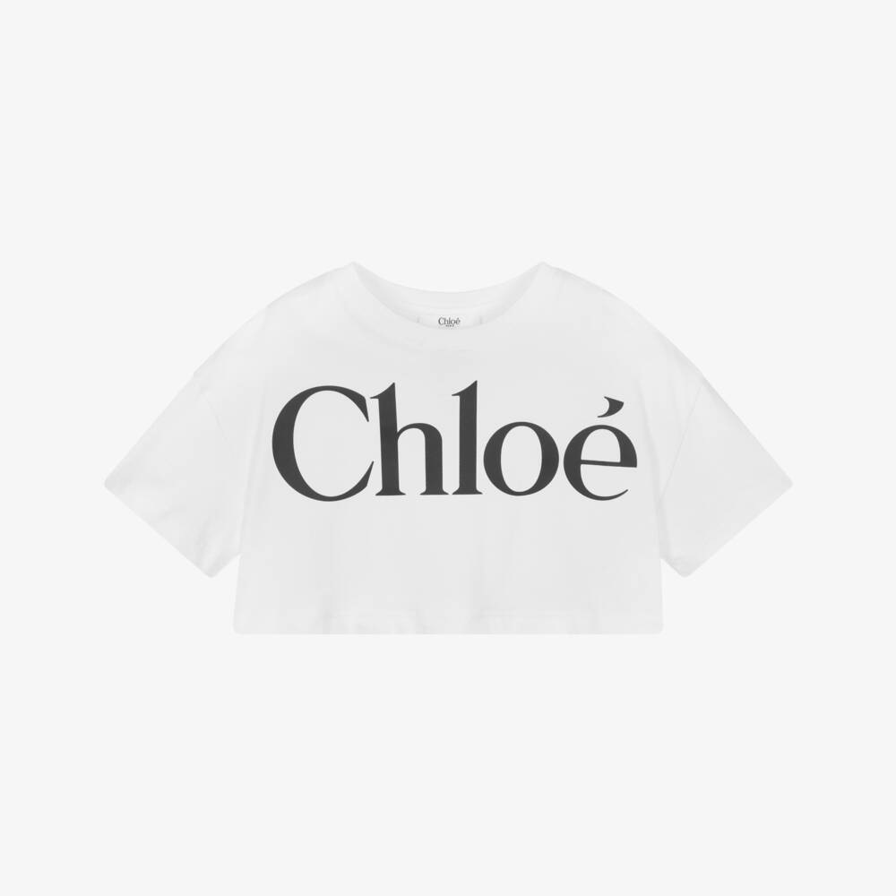 Chloé-Girls Ivory Boxy Cotton Tee | Childrensalon Outlet