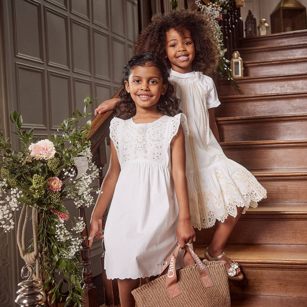 White cotton dress for girls top
