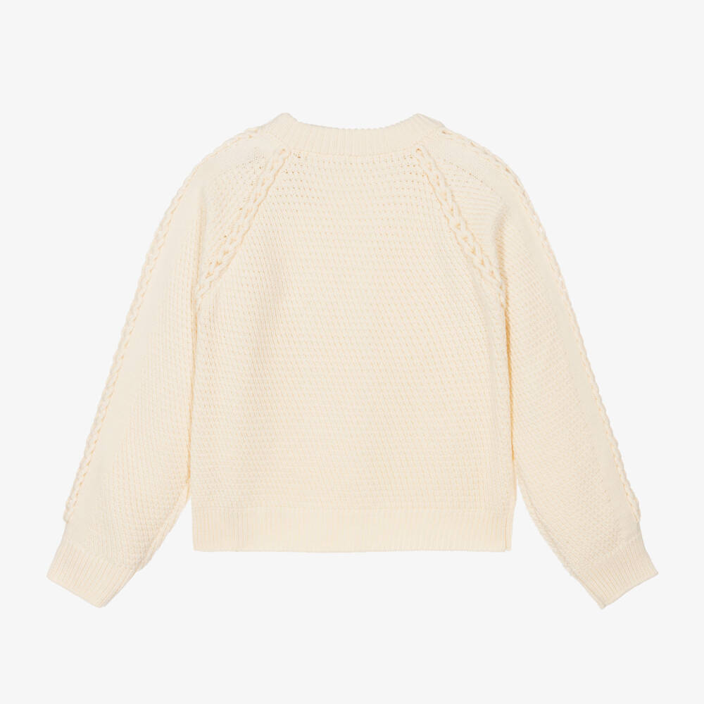 Chloé-بلوف قطن محبوك لون عاجي للبنات | Childrensalon Outlet