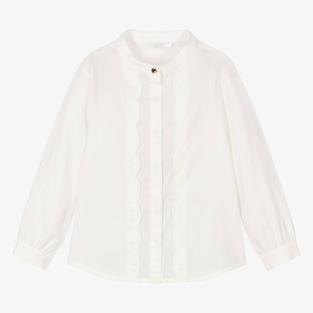 Chloé - Кремовая хлопковая блузка для девочек | Childrensalon