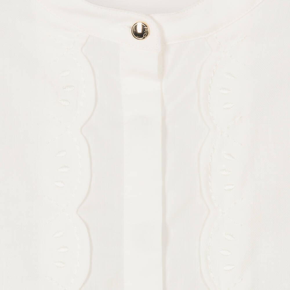 Chloé-بلوز قطن لون عاجي للبنات | Childrensalon Outlet
