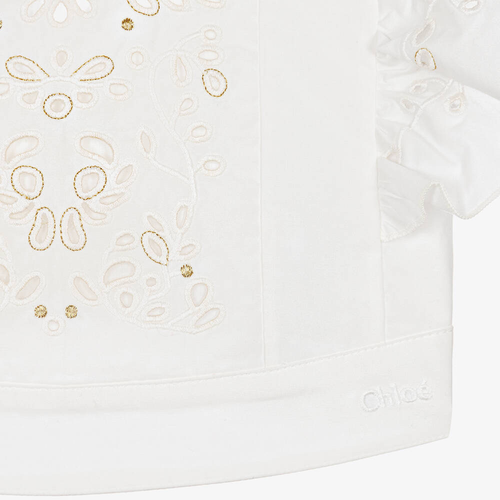 كلوي-بلوز قطن بوبلين لون عاجي للبنات | Childrensalon Outlet