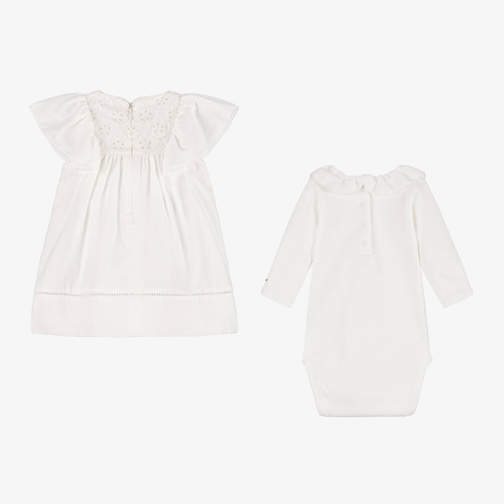 Chloé-Girls Ivory Cotton Dress Set | Childrensalon Outlet