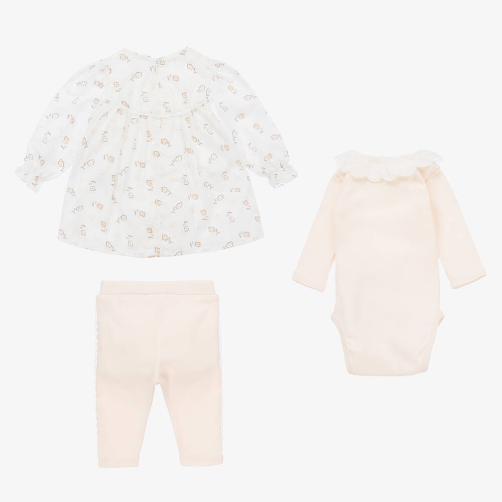 Chloé-Girls Ivory Cotton Floral Outfit | Childrensalon Outlet