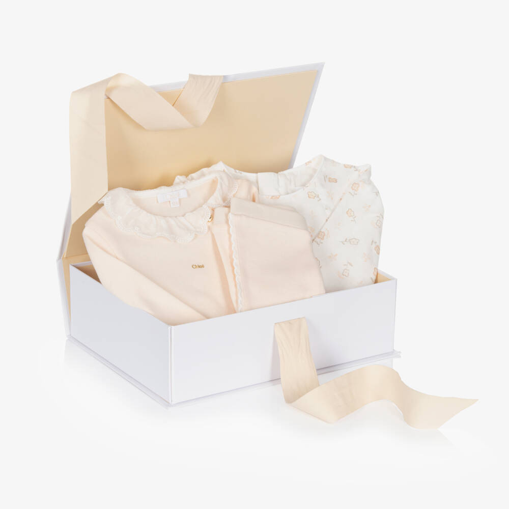 Chloé-Girls Ivory Cotton Floral Outfit | Childrensalon Outlet
