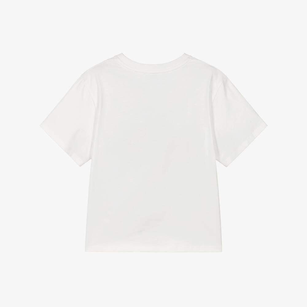 Chloé-Girls Ivory Cotton Handwritten Signature Logo T-Shirt | Childrensalon Outlet