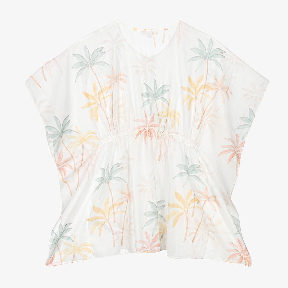 Chloé-قَفطان بطبعة النخيل قطن لون عاجي | Childrensalon Outlet