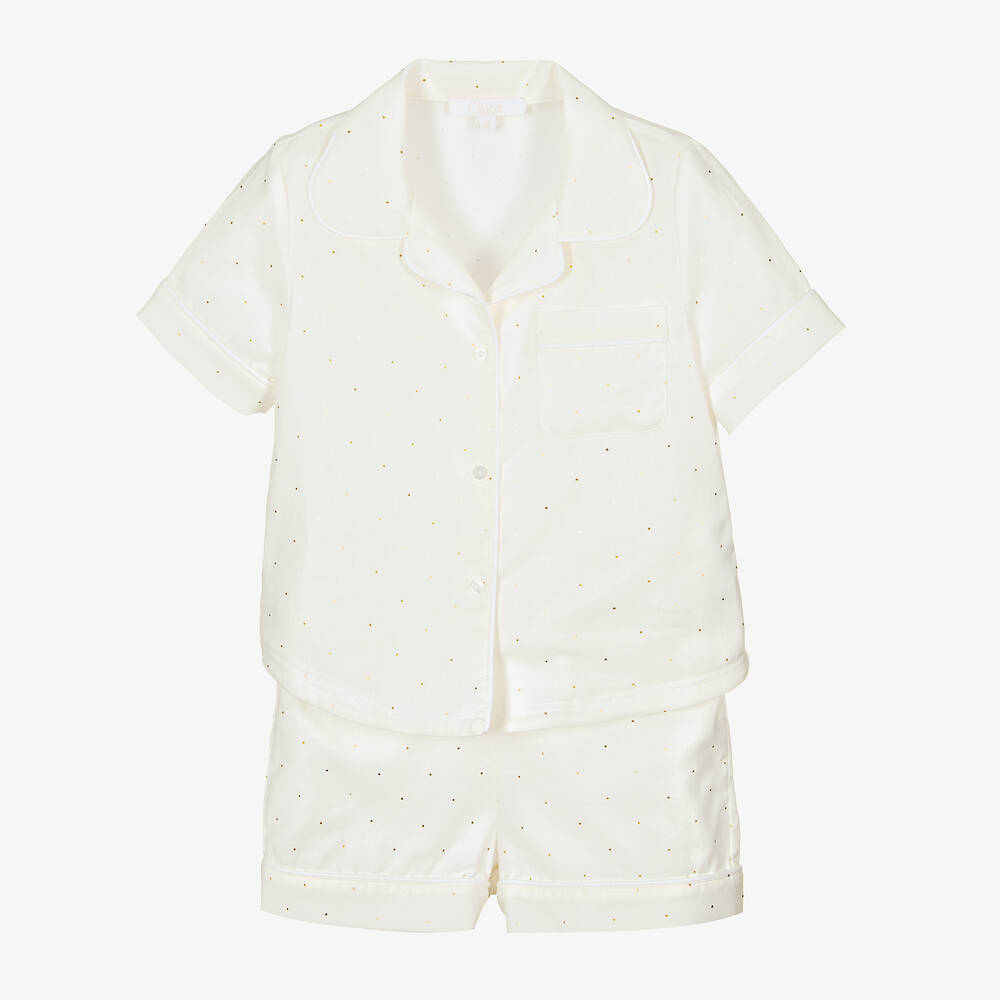 Chloé-Girls Ivory Cotton Pyjamas | Childrensalon Outlet