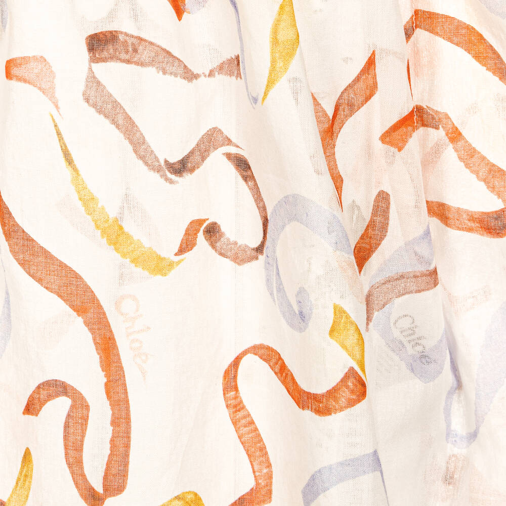 Chloé-Кремовый хлопковый кафтан с лентами | Childrensalon Outlet