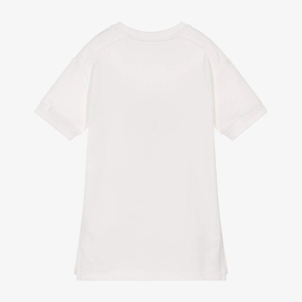 Chloé-Girls Ivory Cotton Sweatshirt Dress with Logo Print | Childrensalon Outlet