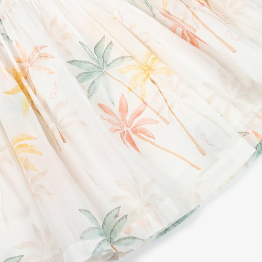 Chloé-Girls Ivory Cotton Tropical Skirt | Childrensalon Outlet