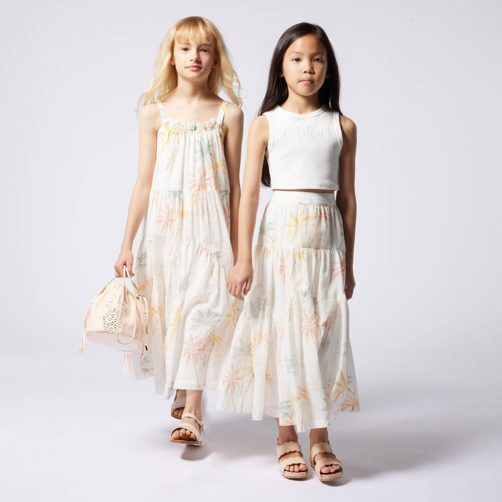 Chloé-Girls Ivory Cotton Tropical Skirt | Childrensalon Outlet
