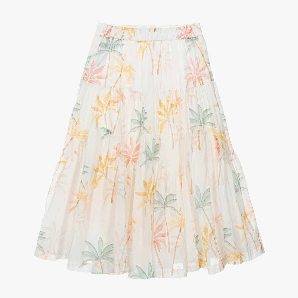 Chloé-Girls Ivory Cotton Tropical Skirt | Childrensalon Outlet