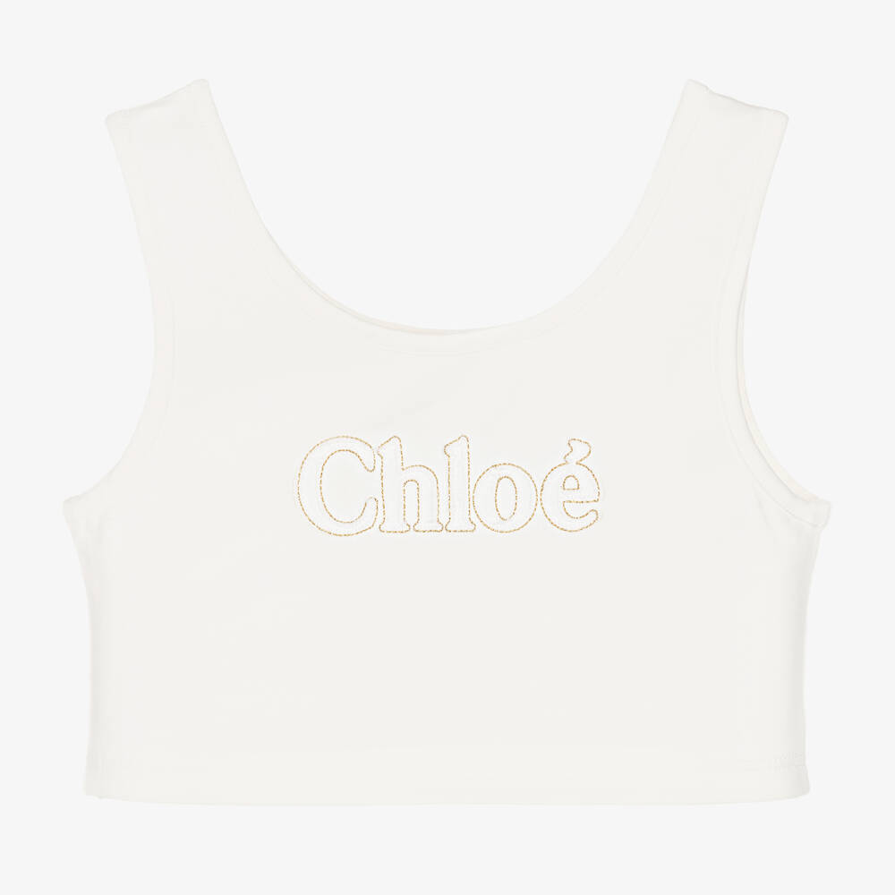 Chloé-Girls Ivory Cotton Vest Top | Childrensalon Outlet