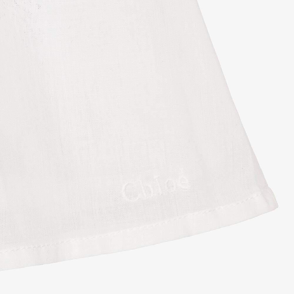 Chloé-فستان أطفال بناتي قطن فوال لون عاجي | Childrensalon Outlet