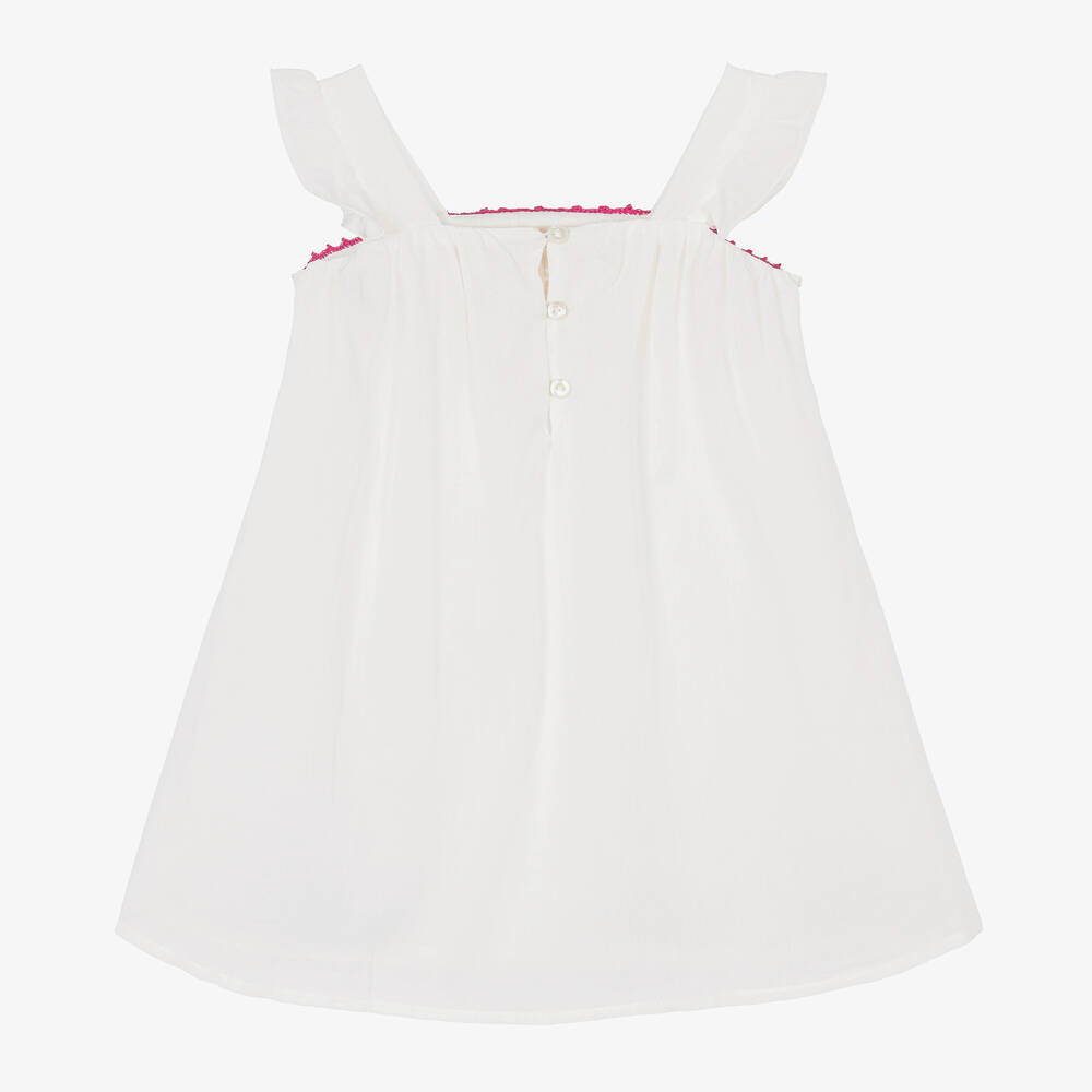 Chloé-فستان أطفال بناتي قطن فوال لون عاجي | Childrensalon Outlet