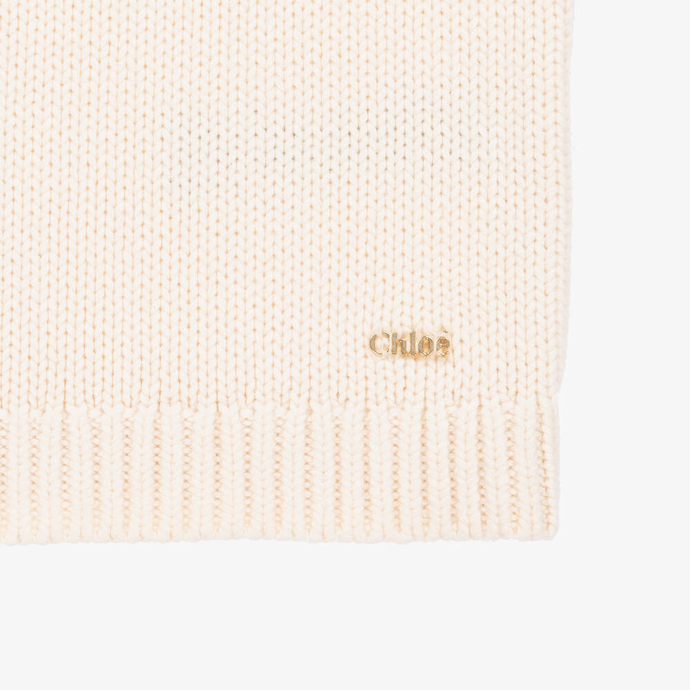 Chloé Girls Ivory Cotton Wool Knit Dress Childrensalon Outlet