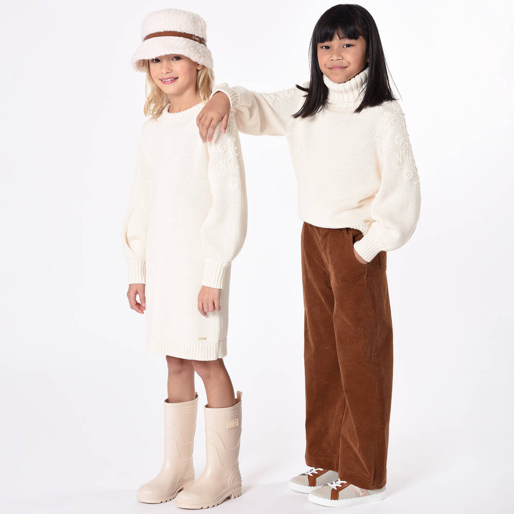 Chloé-Girls Ivory Cotton & Wool Knit Jumper | Childrensalon Outlet