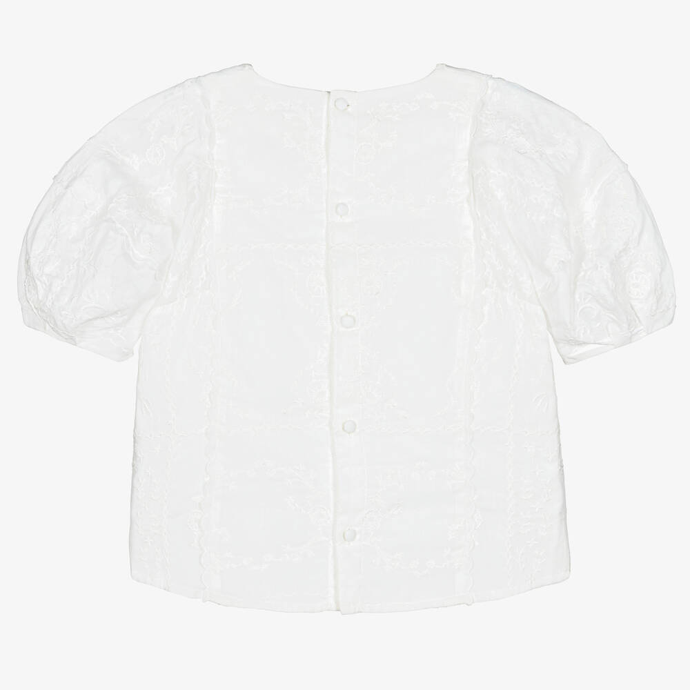 Chloé-Girls Ivory Embroidered Cotton Blouse | Childrensalon Outlet