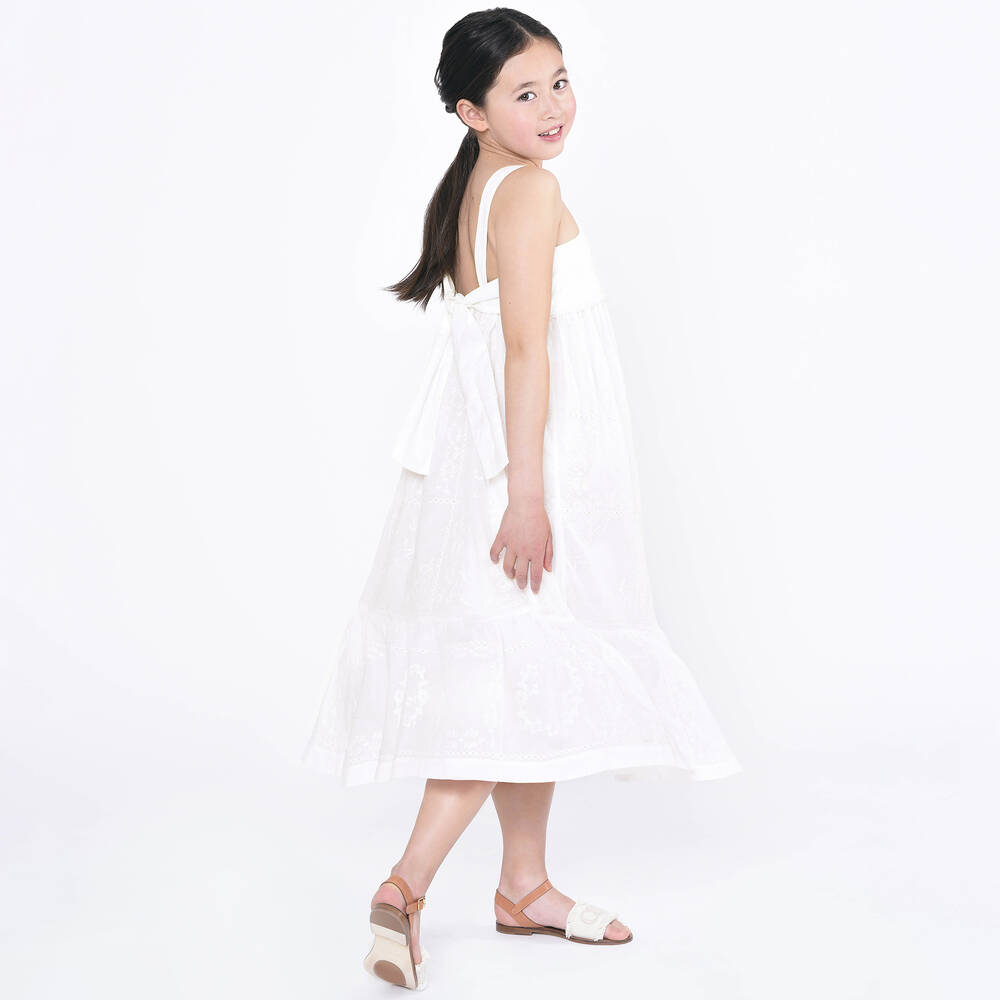 Chloé-Girls Ivory Embroidered Cotton Dress | Childrensalon Outlet