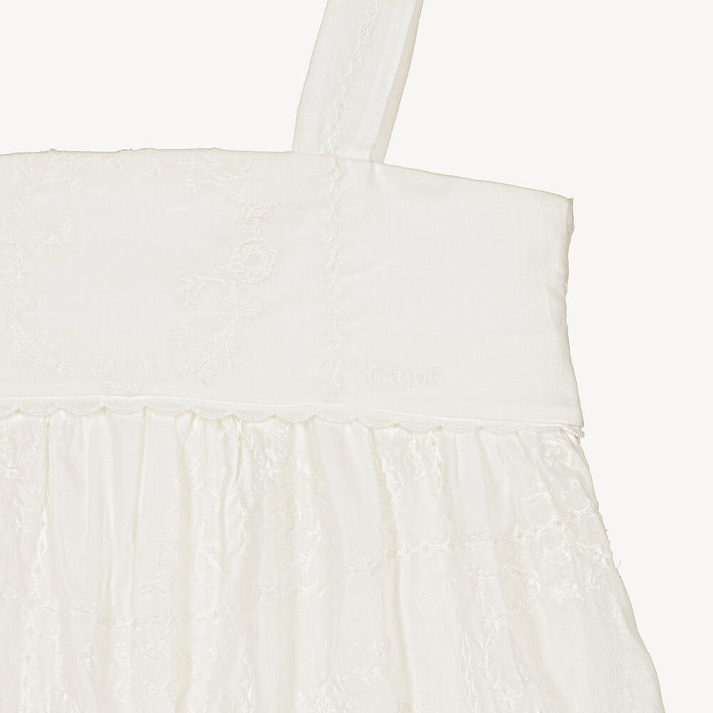 Chloé-Girls Ivory Embroidered Cotton Dress | Childrensalon Outlet