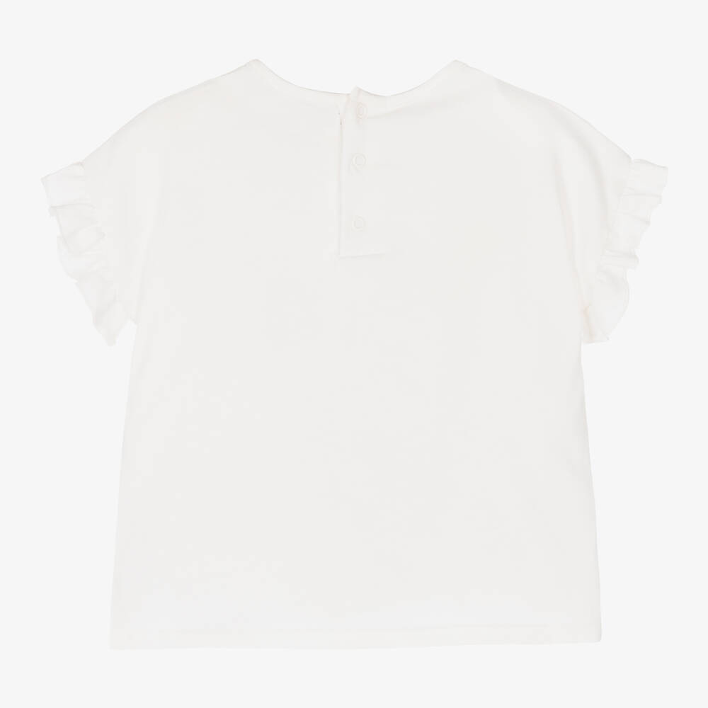 Chloé-Кремовая хлопковая футболка с вышивкой | Childrensalon Outlet