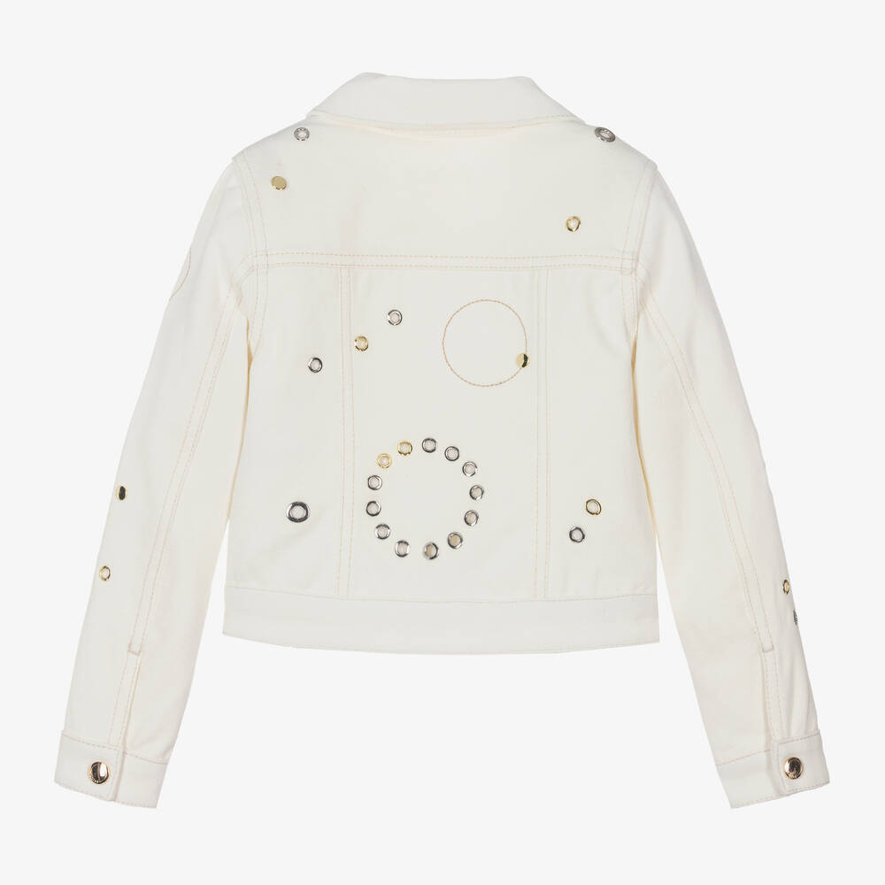 Chloé-Girls Ivory Eyelet Denim Jacket | Childrensalon Outlet