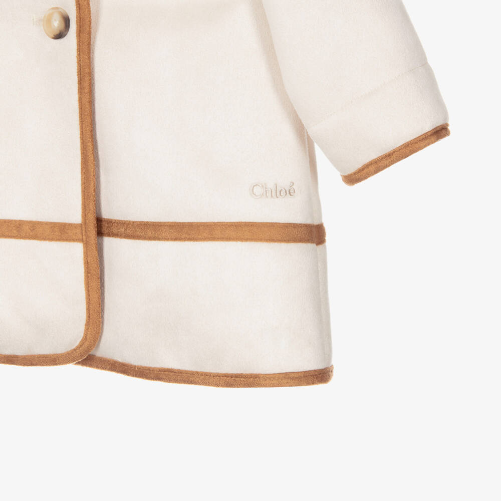 Chloé-Girls Ivory Faux Fur Lined Coat | Childrensalon Outlet