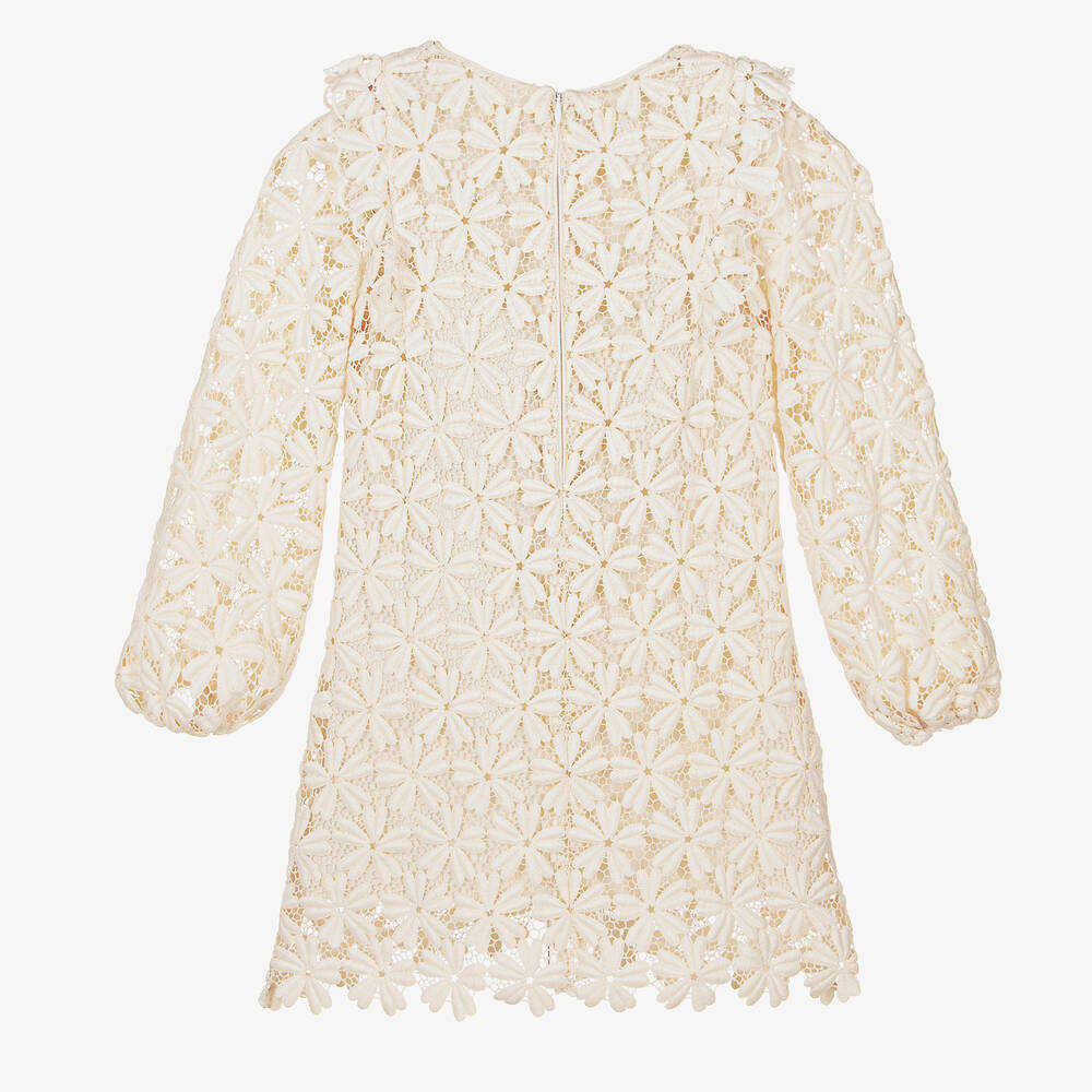 Chloé-Girls Ivory Floral Guipure Lace Dress | Childrensalon Outlet