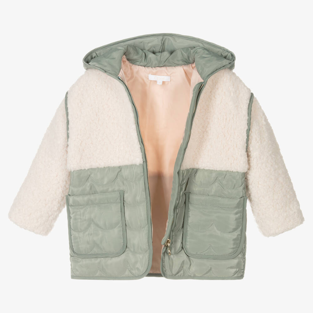 Chloé-Girls Ivory & Green Jacket | Childrensalon Outlet
